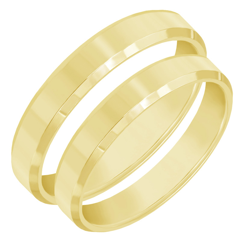 Goldene minimalistische Eheringe mit abgeschrägten Kanten Varden 60670