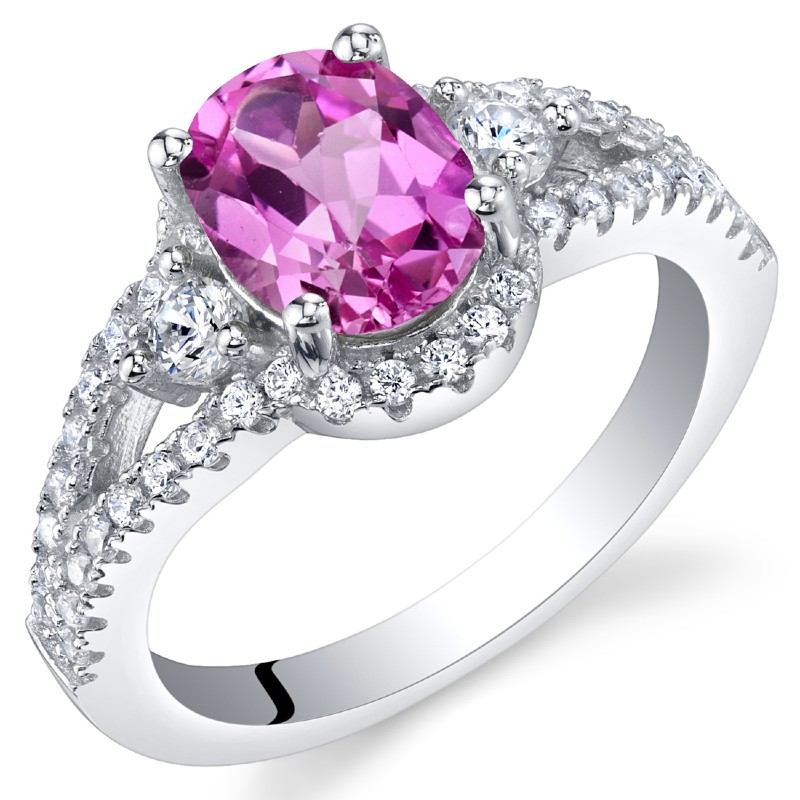 Silberner Ring mit ovalen rosa Saphiren Coen