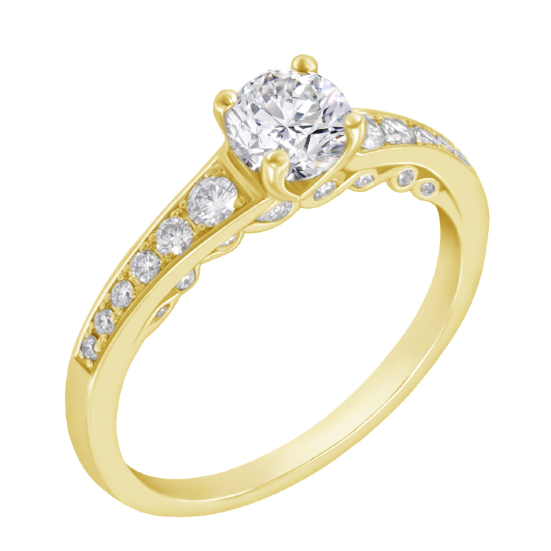 Vintage Verlobungsring mit Moissanit und Diamanten Amora 67530
