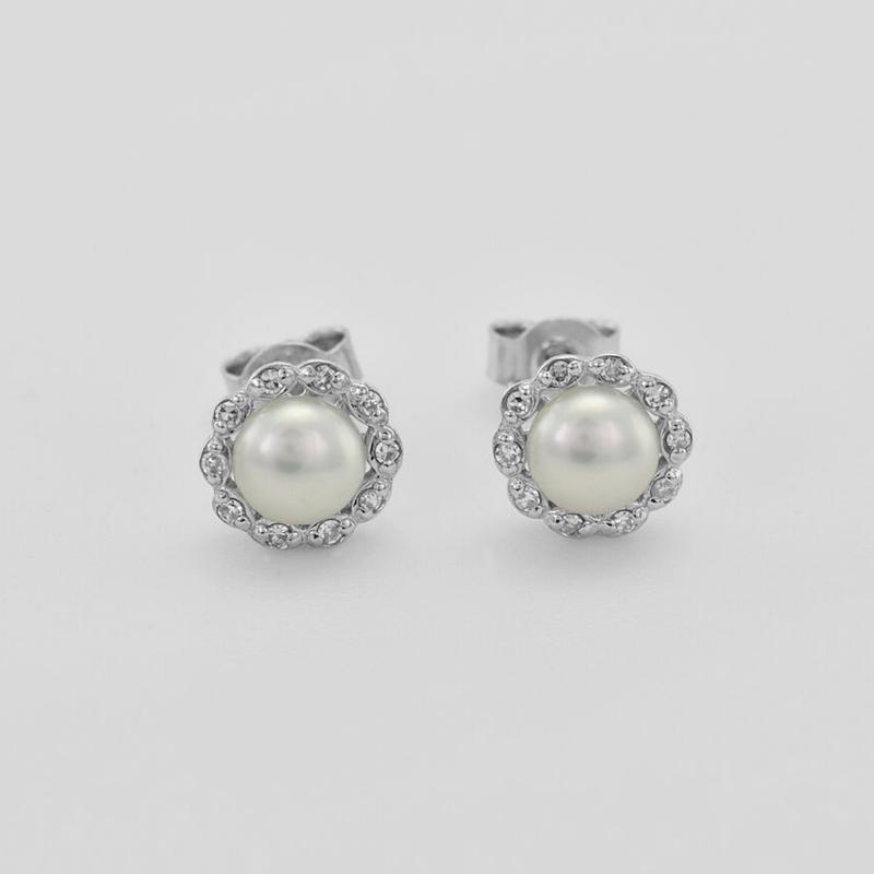 Schmuckset in Silber mit Perlen und Diamanten Kamila 70100