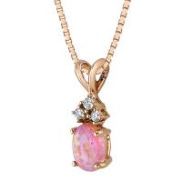 Goldener Anhänger mit rosa Opal und Diamanten Cort