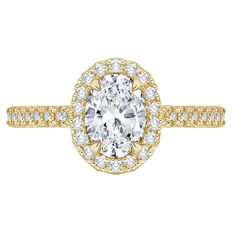Gelbgold Verlobungsring voll von Diamanten 74310