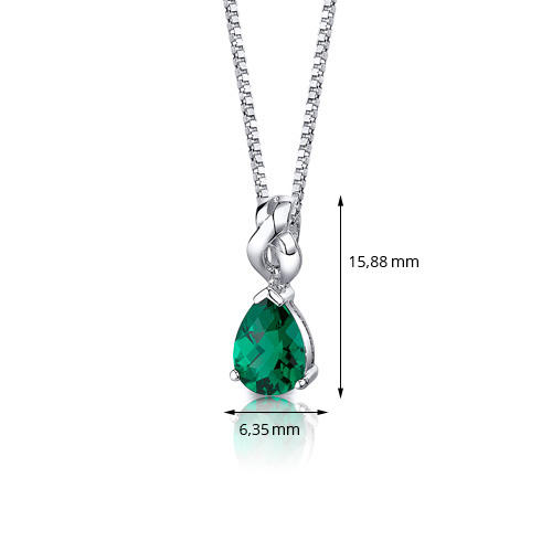 Silberne Kette mit simuliertem Smaragd-Tropfen Tasha 74540
