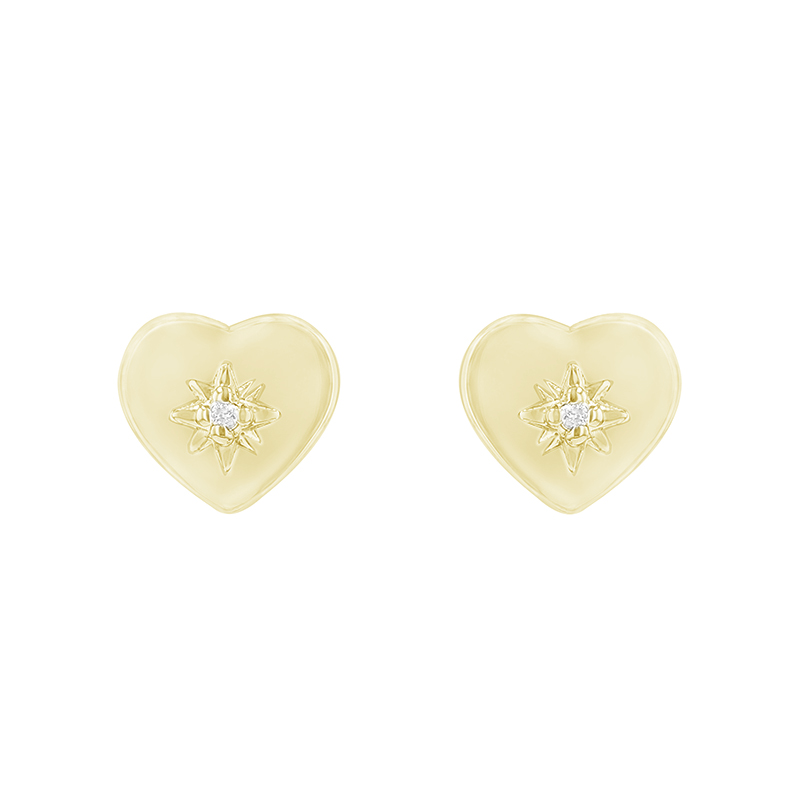 Goldene Ohrringe in Herzform mit Diamanten Saral