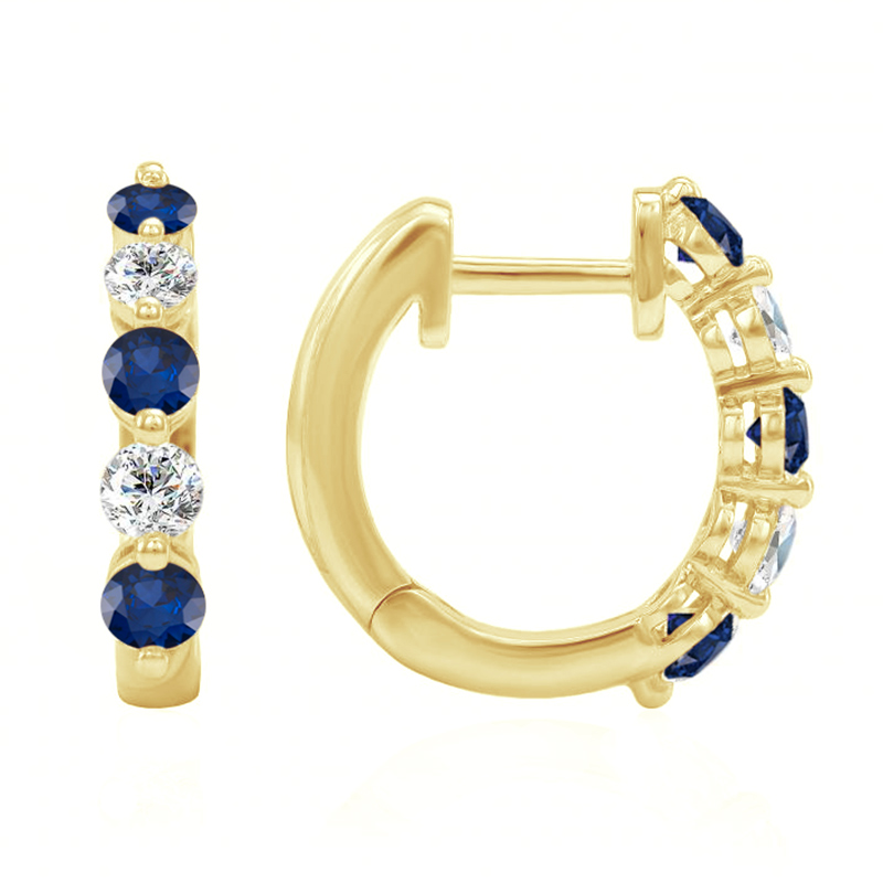 Creolen in 585 Gold mit blauen Saphiren und Diamanten Afrim 83900