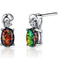 Silberne Ohrringe mit schwarzen Opalen Samia