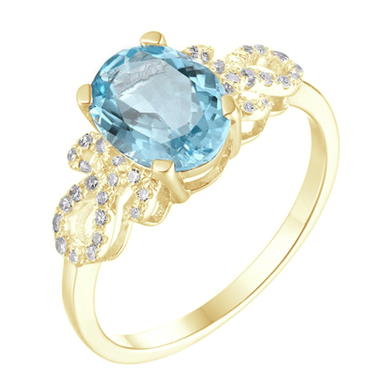 Goldener Verlobungsring mit Aquamarin und Diamanten Donalda 104581