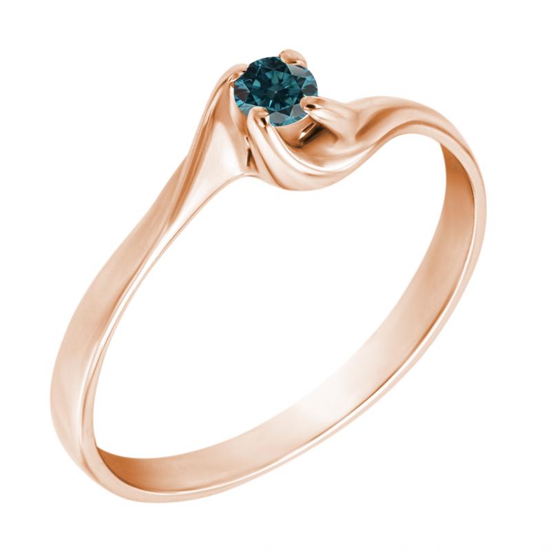 Diamantring in Rosegold mit blauem Diamanten 10611
