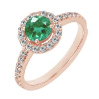 Halo Ring mit Smaragd und Lab Grown Diamanten Kerau