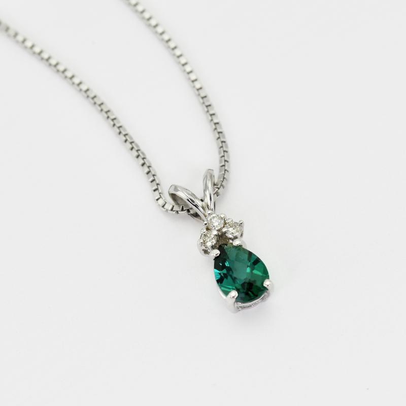 Smaragd-Tropfen in goldener Halskette mit Diamanten Electrah 13441