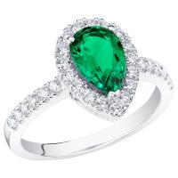 Goldener Ring mit Lab Grown Smaragd in Tropfenform und Diamanten Mason