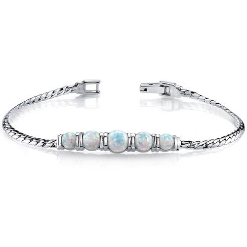 Zartes Armband aus Silber mit weißen Opalen Lesyly