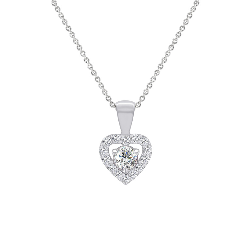Elegante Halskette mit Diamanten-Herz im Halo-Stil Delma