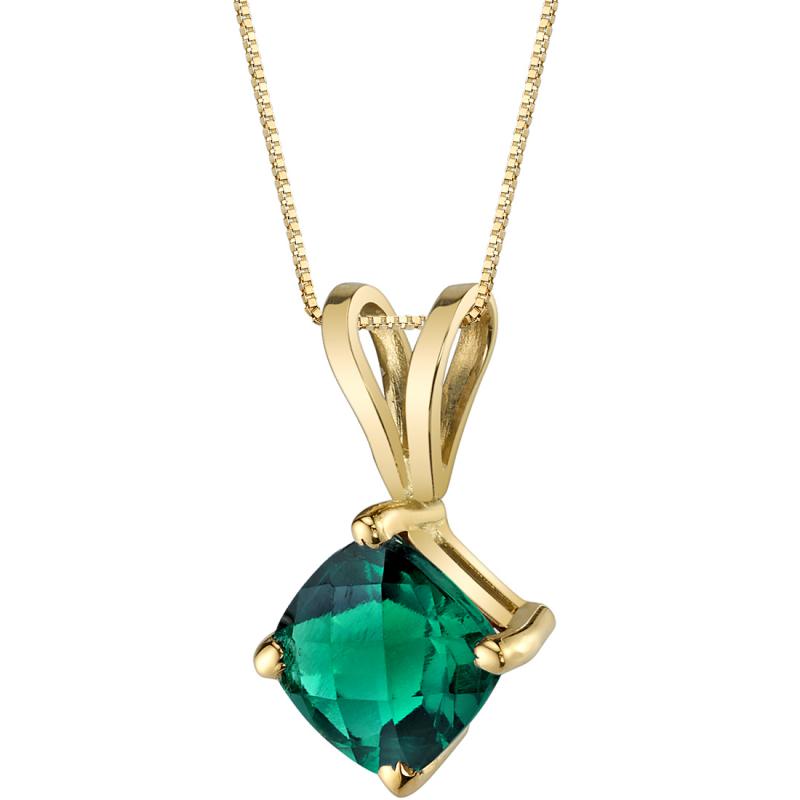 Goldene Halskette mit Smaragd in Kissen-Form 20211