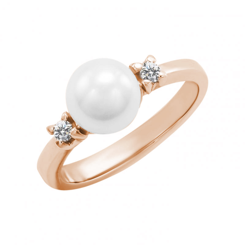 Goldring Perle und Diamanten 29001