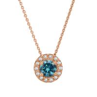 Goldene Halo-Halskette mit blauem Diamanten Uyak