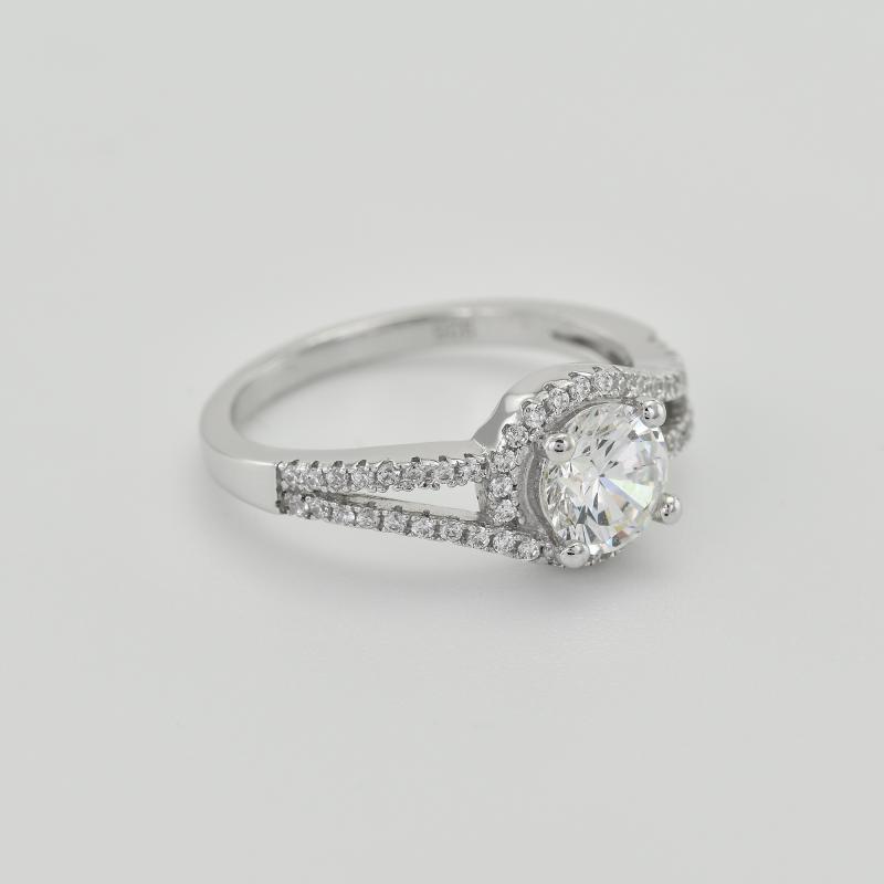 Halo Verlobungsring voll von Diamanten 36391