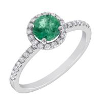 Bezaubernder Halo-Ring mit Smaragd und Diamanten Toppy