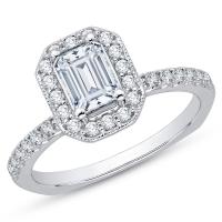 Goldener Verlobungsring mit Diamanten im Smaragdschliff Kezia