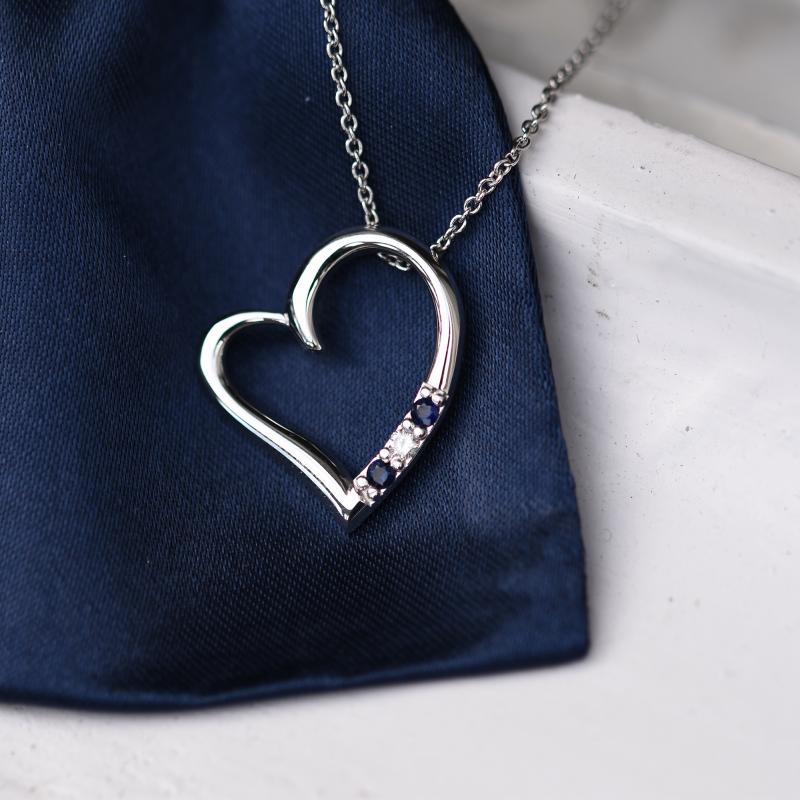 Goldene Halskette Herzform mit Saphiren und Diamanten Tanish 48921