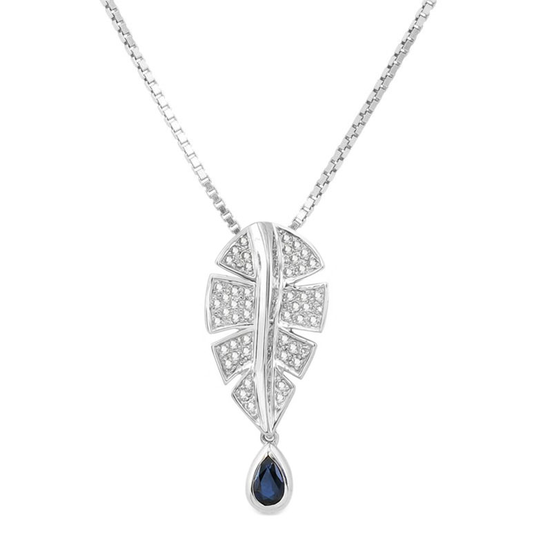 Silberne Halskette in Form eines Blattes Yaiza