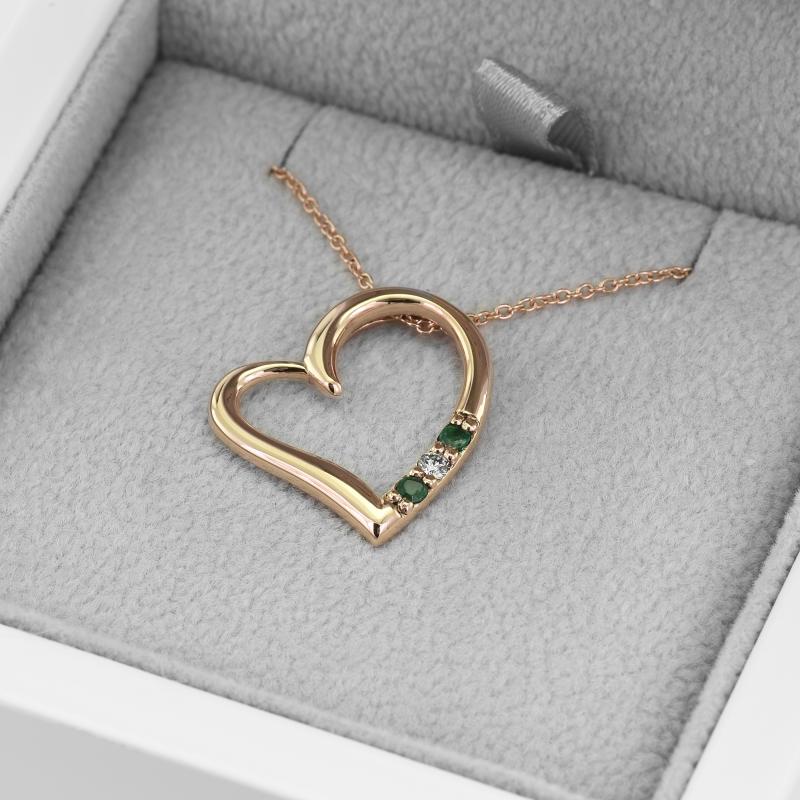 Halskette in Herz-Form aus Gold mit Smaragden und Diamant Tanish 52141