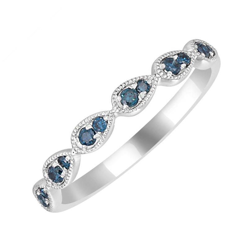 Halb-Eternity Ring mit blauen Diamanten Lacy
