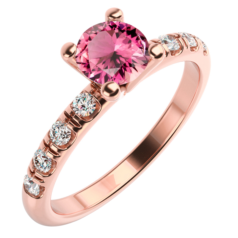 Rosegold Diamant Verlobungsring mit Turmalin 59391
