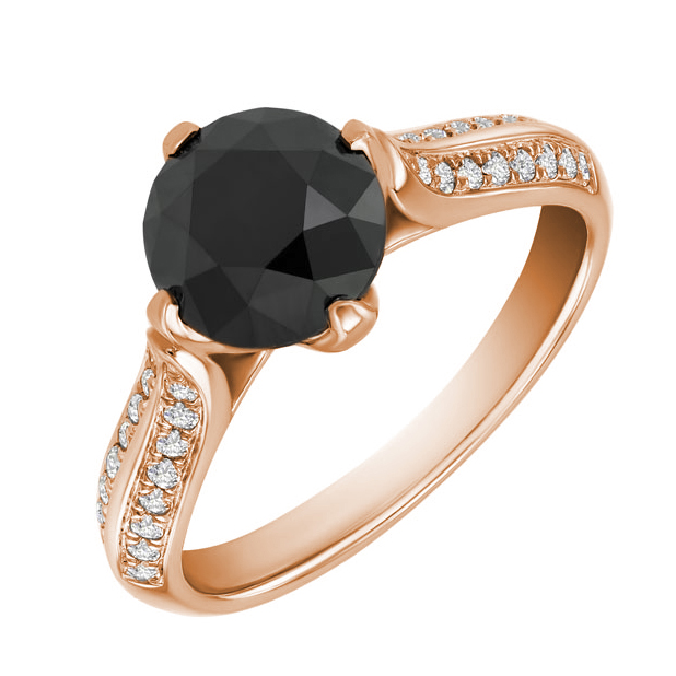 Goldener Verlobungsring mit 2.47ct schwarzem Diamant Ida 59471