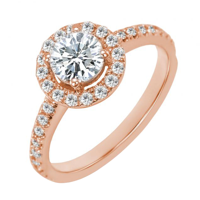 Verlobungsring aus Gold mit Diamanten im Halo-Stil Kerau 59621