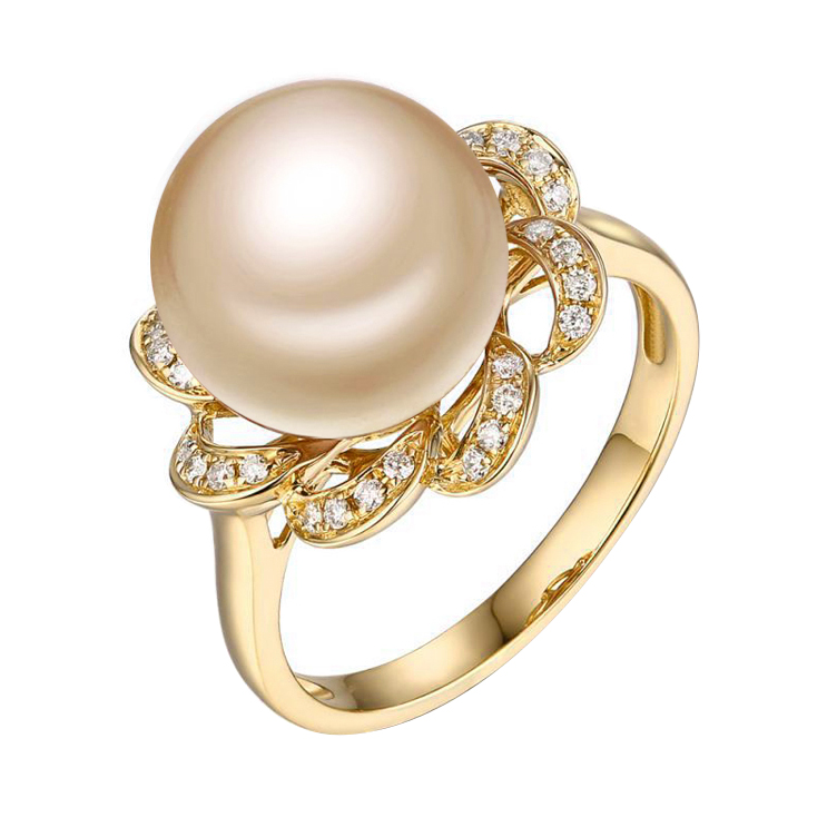 Romantischer Perlenring und Diamanten Qiana