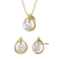 Elegante goldene Kollektion mit weißen Perlen Eliora