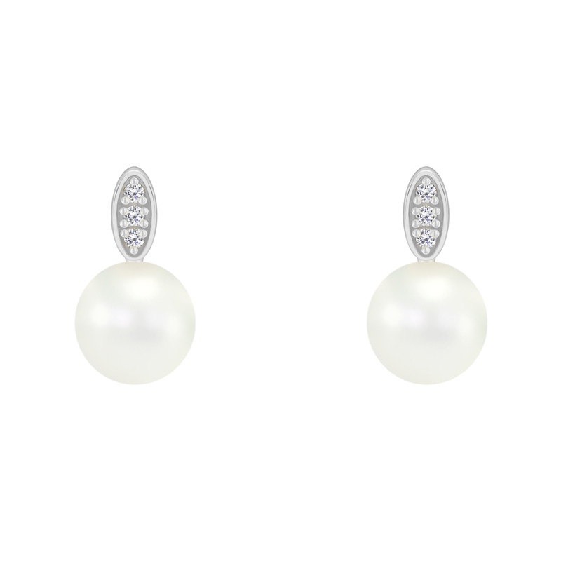 Perlenohrringen in Silber mit Diamanten Divinity 70031