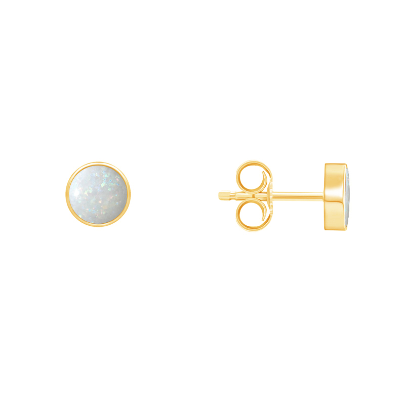 Minimalistische Goldohrringe mit weißen Opalen Aurinda 71681
