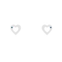 Silberne Ohrringe in Herzform mit blauen Diamanten Nayo