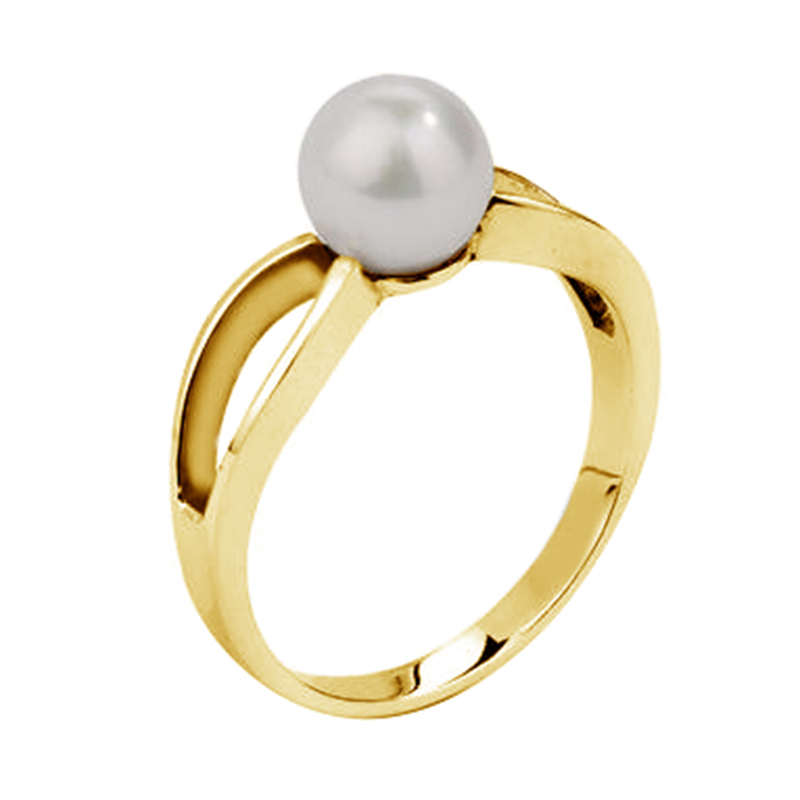 Eleganter Gelbgold Ring mit Perle 76641