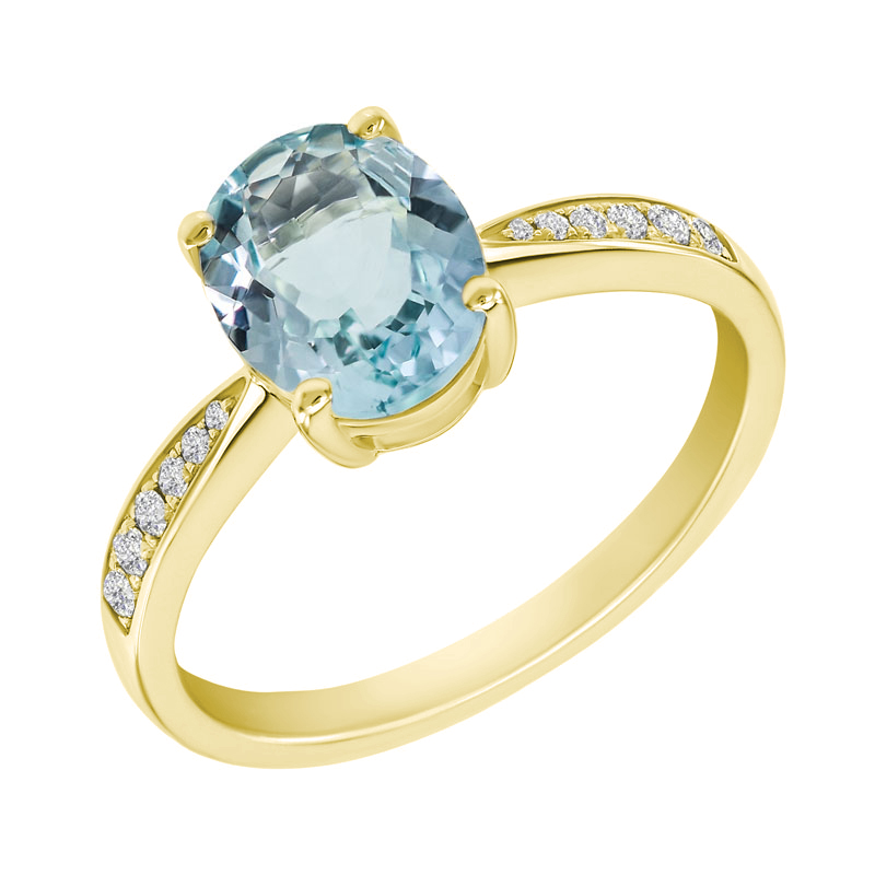 Ring mit Aquamarin aus Gelbgold 7701