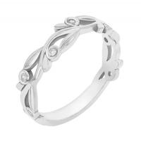 Zarter Ring in Blättchenform mit Diamanten Emery