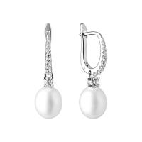 Silberne Ohrringe mit Perlen und Zirkonia Fauna
