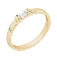 Goldener Ring mit weißen Baguette-Saphir Xenia