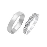 Eheringe aus Eternity-Ring mit Lab Grown Diamanten und einem breiten Komfort-Ring Kalpini