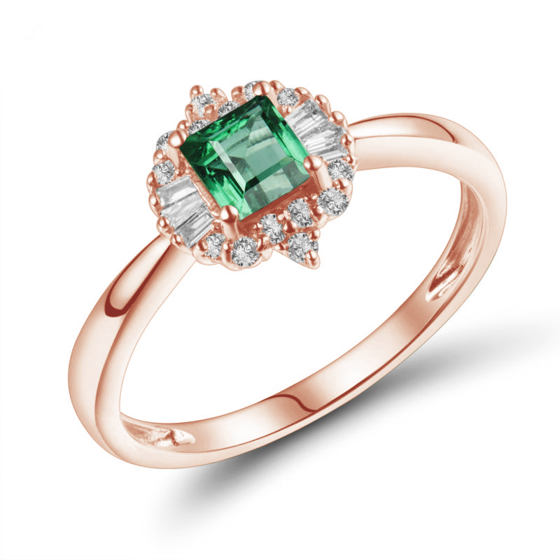 Smaragdring mit Diamanten aus Gold Chente 104652