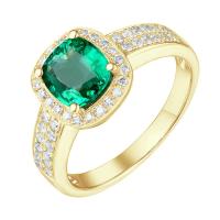 Goldring mit Smaragd im Kissenschliff und Diamanten Jorgen