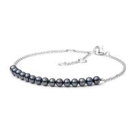 Silbernes Armband mit schwarzen Perlen Cynthia