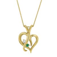 Goldherz mit Smaragd und Diamant in einer Halskette Lynelle