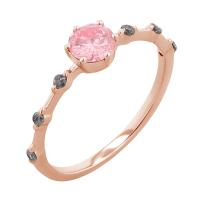 Ring mit einem rosa Lab Grown Diamanten und seitlichen Salt and Pepper Diamanten Imelda