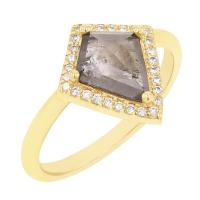 Goldener Ring mit Salt and Pepper Diamant in Kite-Form Bjorn