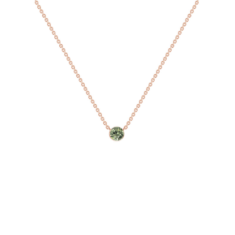 Silberne minimalistische Kette mit einem grünen Saphir Glosie 125562