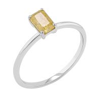 Goldener Ring mit gelbem Salt and Pepper Diamant in Emerald Form Olson