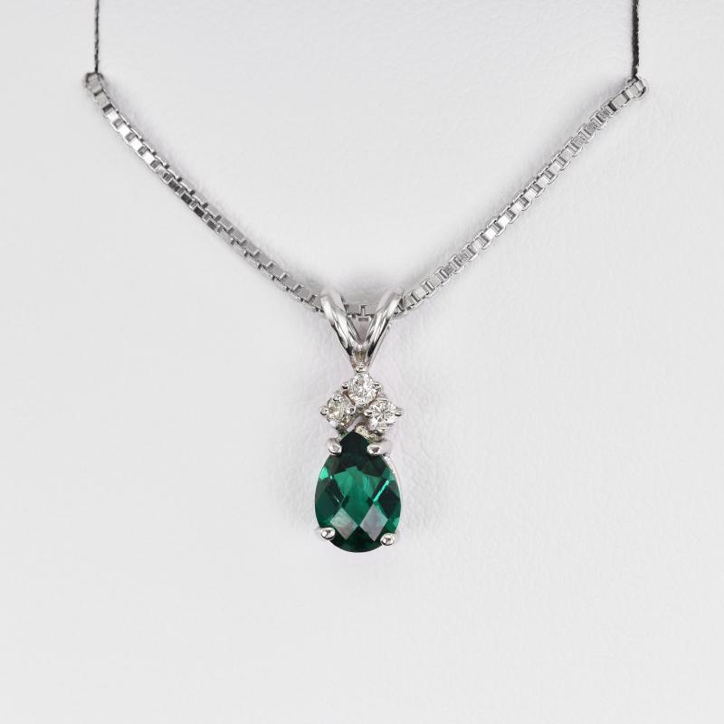 Smaragd-Tropfen in goldener Halskette mit Diamanten Electrah 13442